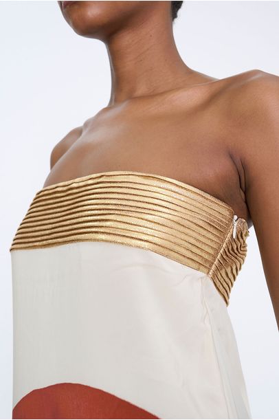 Vestido Longo Dalva Lamê Pintas Laura Cangussu - OFF WHITE