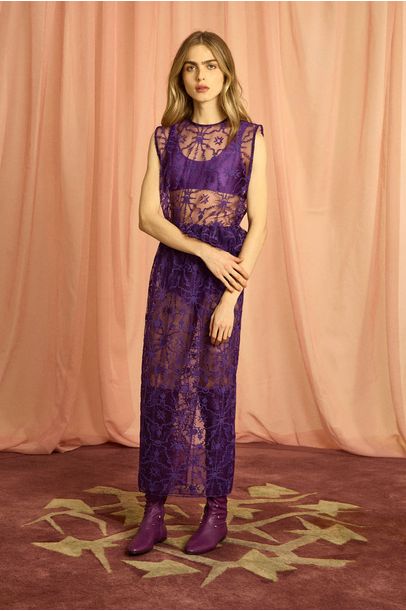 Saia Midi Tule Dust Paula Raia - ROXO