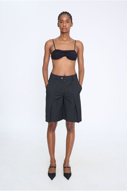 Bermuda Risca De Giz Com Peplum A.Lém - PRETO