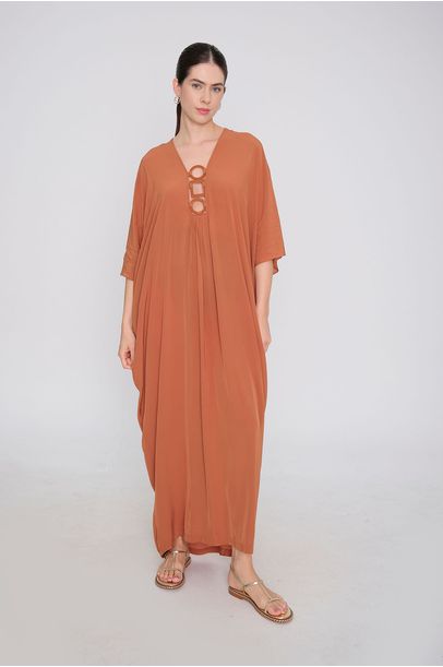 Kaftan Longo Argolas Adriana Degreas - MARROM