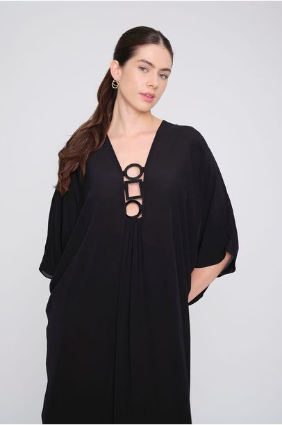 Kaftan Longo Argolas Adriana Degreas - PRETO