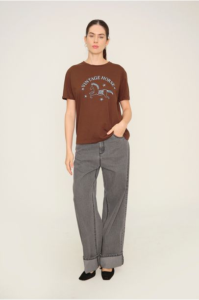 T-shirt Vintage Horse Valônia Véras - MARROM