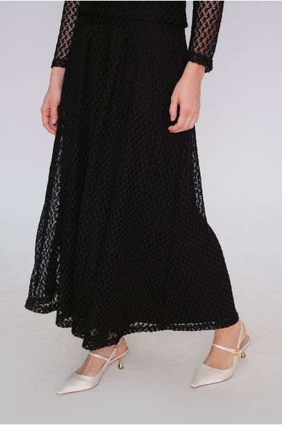 Saia Midi Vídia Renda Norah Jour Et Nuit - PRETO