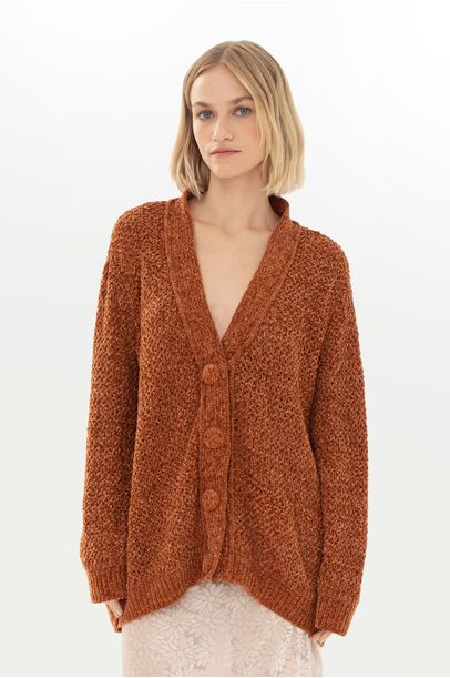Cardigan Camille Linnen - TERRACOTA