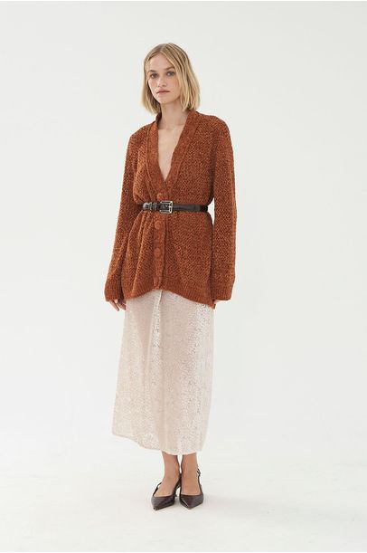 Cardigan Camille Linnen - TERRACOTA
