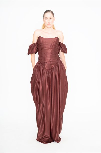Vestido Longo Lela Aluf - MARROM