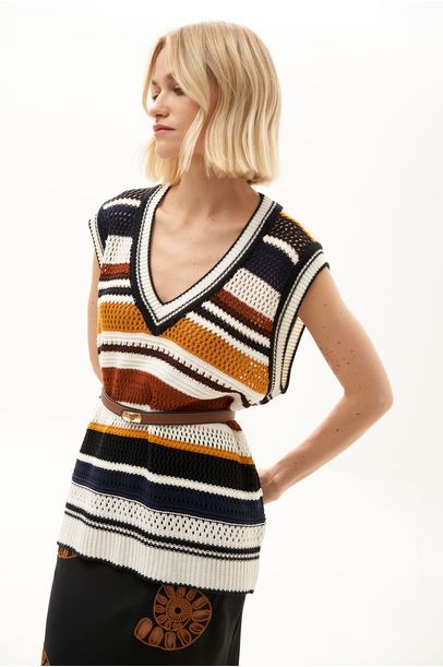Colete Tricot Listras Missinclof - MULTICOLORIDO