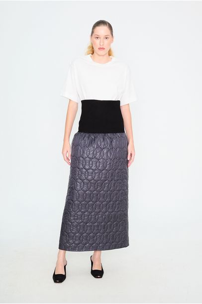 Saia Longa Tricot Matelassê Modem - PRETO