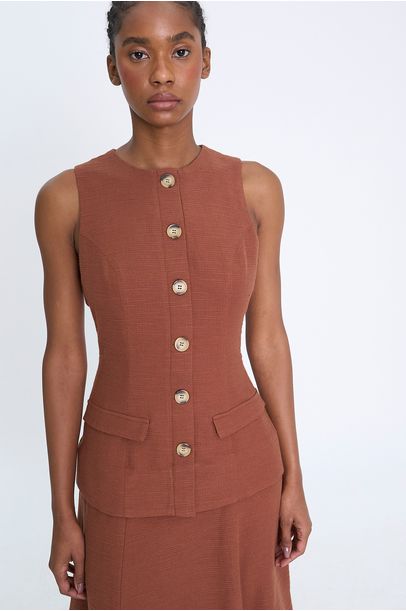 Vestido Midi Aruba Clemence - MARROM