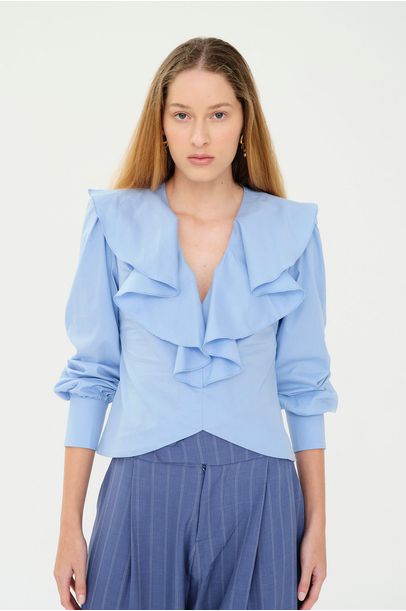Camisa Volant Aseer - AZUL