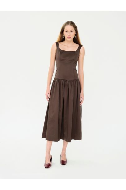 Vestido Longo Bambola Aseer - MARROM
