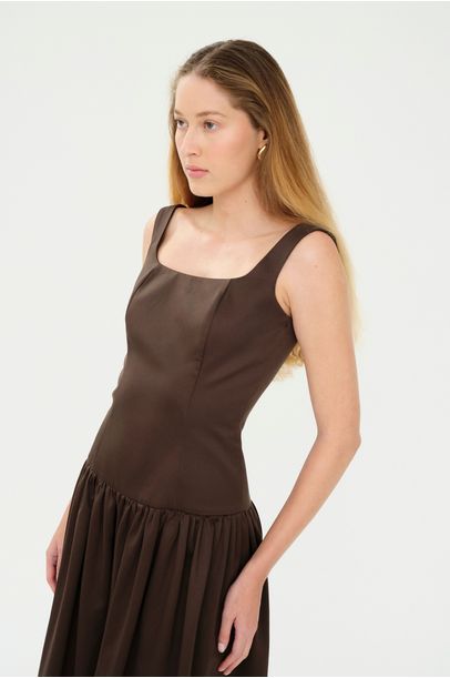 Vestido Longo Bambola Aseer - MARROM