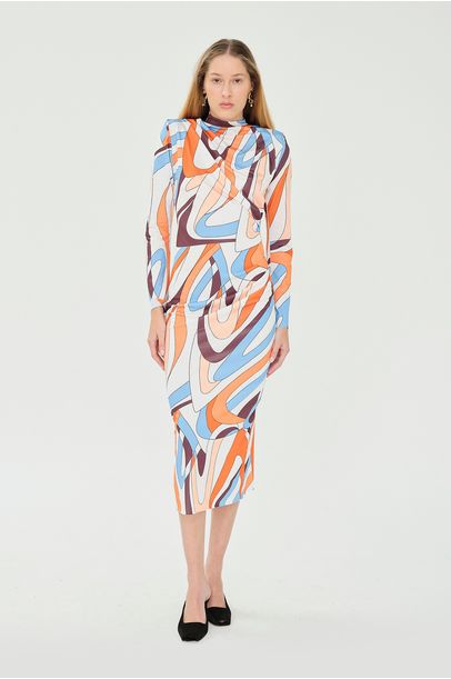 Vestido Midi Muse Estampada Aseer - MULTICOLORIDO
