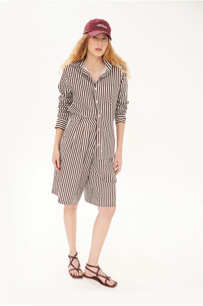 Camisa Oba Listrada Olive You - Marrom
