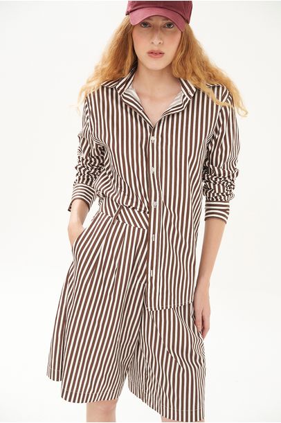 Camisa Oba Listrada Olive You - Marrom