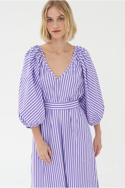 Vestido Bufante Olivia Listrado Olive You - Roxo