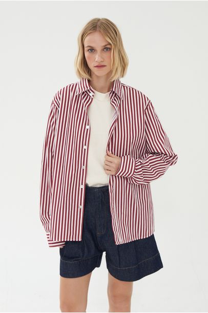 Camisa Oba Listrada Olive You - Vinho