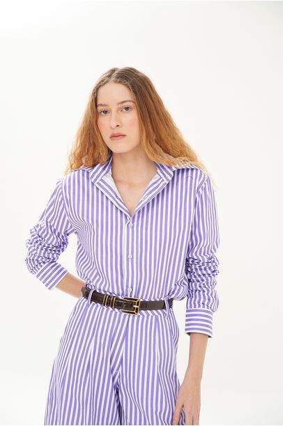 Camisa Oba Listrada Olive You - Roxo
