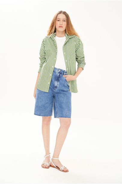 Camisa Oba Listrada Olive You - Verde