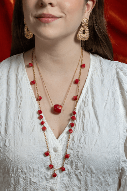Colar Renata Coral Emerencianas - Vermelho
