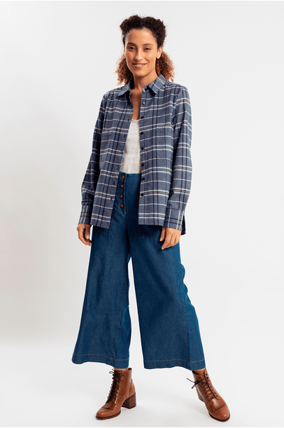Camisa Flanela Xadrez Azul Cabana - Azul