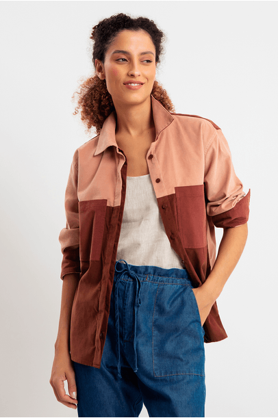 Camisa Veludo Patchwork Cabana - Vinho