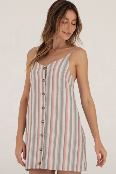 Vestido Botões Cabana - Multicolorido