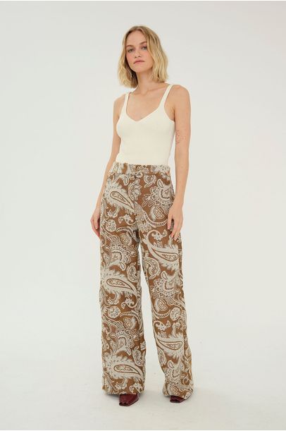 Calça Simonetta Linnen - MARROM