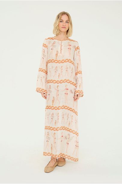Vestido Manga Longa Armerina Linnen - MULTICOLORIDO