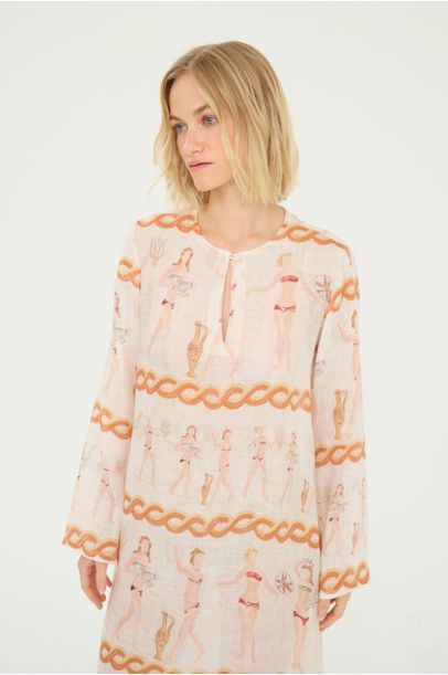 Vestido Manga Longa Armerina Linnen - MULTICOLORIDO