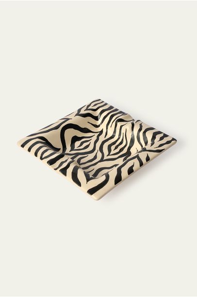 Cinzeiro Cerâmica Zebrado Preto Coletanea - Animal Print