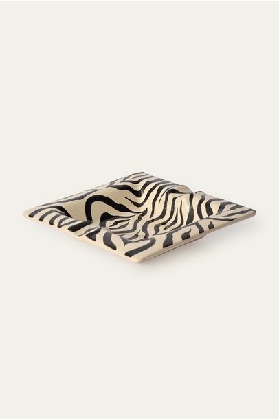 Cinzeiro Cerâmica Zebrado Preto Coletanea - Animal Print