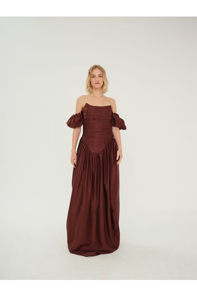 Vestido Longo Lela Aluf - MARROM