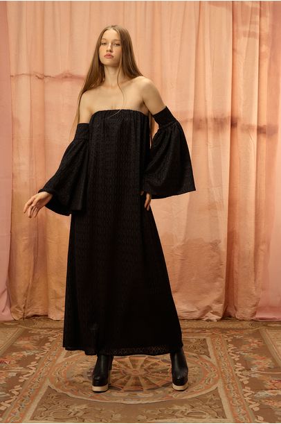 Vestido Midi Renda Supernova Paula Raia - PRETO