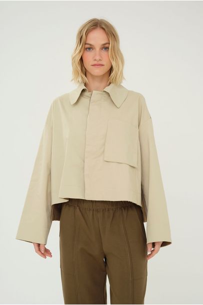 Jaqueta Rain Cropped Norah Jour Et Nuit - BEGE