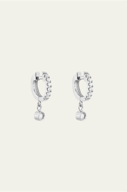 Brinco Argola De Gota Com Diamantes Carolina Neves - Dourado