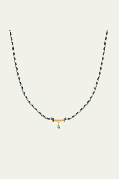 Colar Fio Corda Com Canutilho De Esmeralda Carolina Neves - Dourado