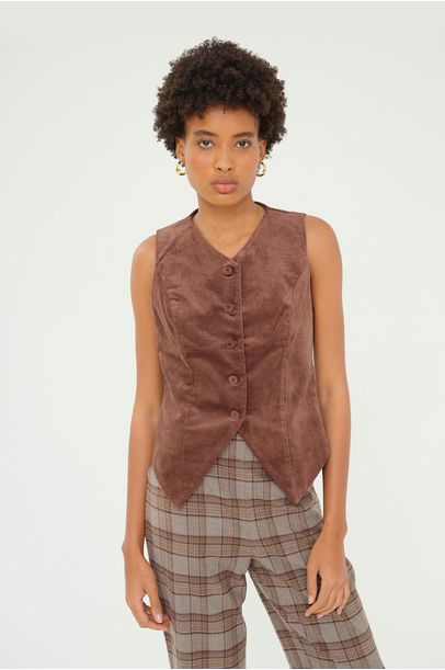 Colete Check Clemence - MARROM