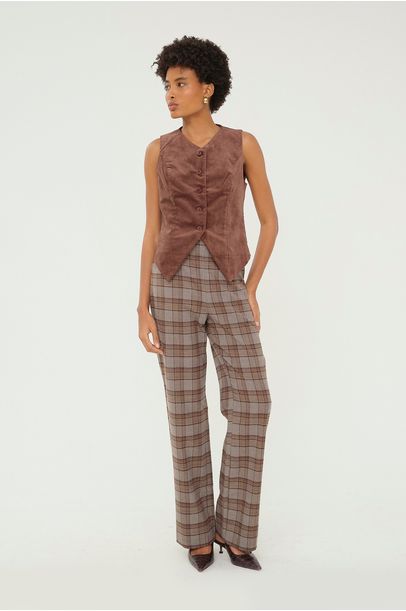 Calça Reta Check Clemence - XADREZ