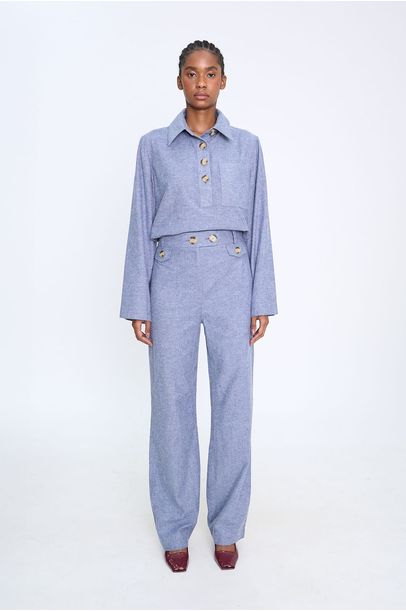 Calça Reta Flan Clemence - AZUL
