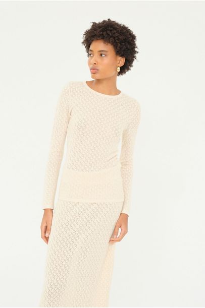 Blusa Ml Transparencia Tata - BEGE
