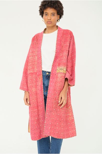 Kimono Kantha De Algodão Ethne - ROSA