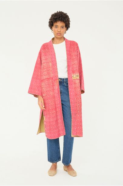 Kimono Kantha De Algodão Ethne - ROSA