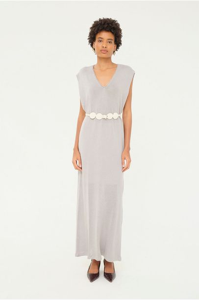 Vestido Longo Cida Aleha - CINZA