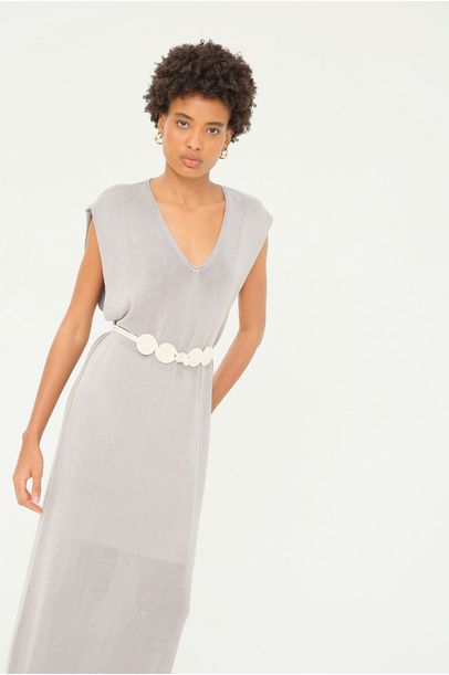 Vestido Longo Cida Aleha - CINZA