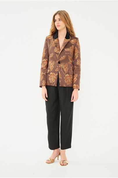 Blazer Alfaitaria Jacquard Floral Marrom Rsvp + Laura Kubrusly - MARROM