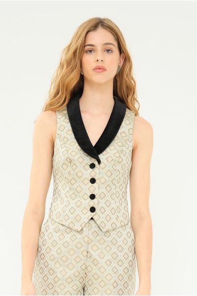 Colete Alfaitaria Jacquard Losango Verde Rsvp + Laura Kubrusly - VERDE