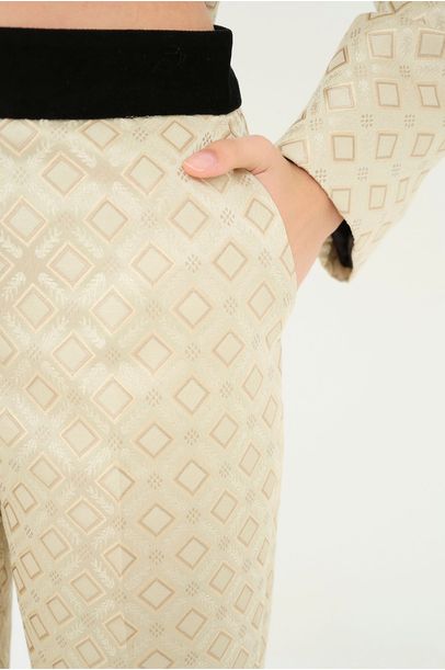 Calça Alfaiataria Jacquard Losango Dourado Rsvp + Laura Kubrusly - DOURADO