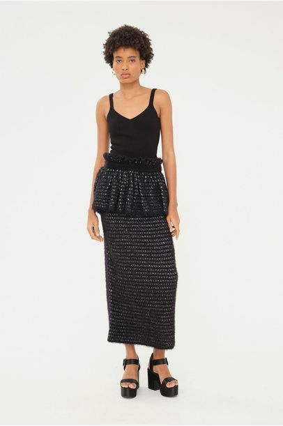 Saia Midi Matrê Framed - PRETO