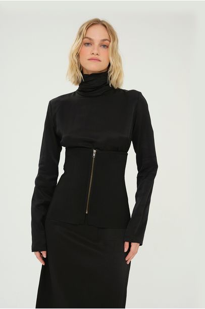 Vestido Manga Longa Zart Framed - PRETO